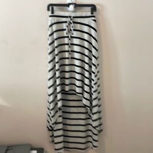 Torrid Black and Gray Striped Hi Low Maxi Skirt- Size 1